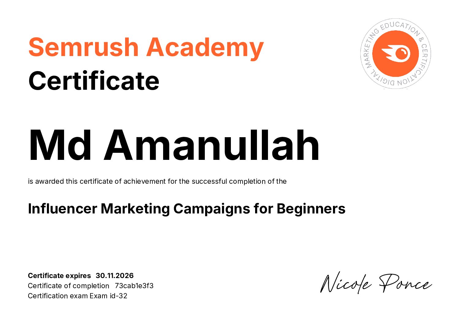 Home Amanullah Influencer Marketing Certificate Pdf