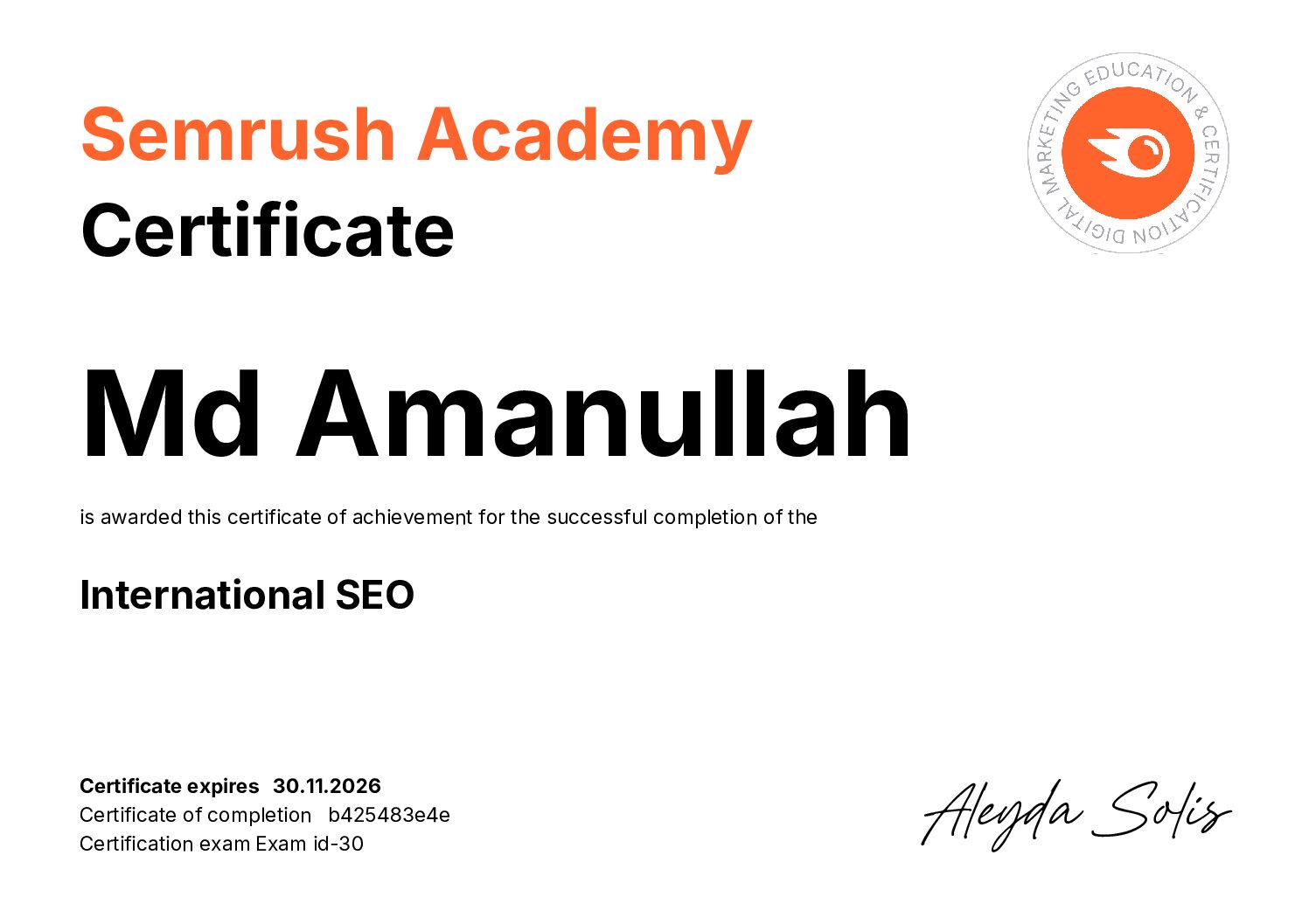 Home Amanullah International Seo Certificate Pdf