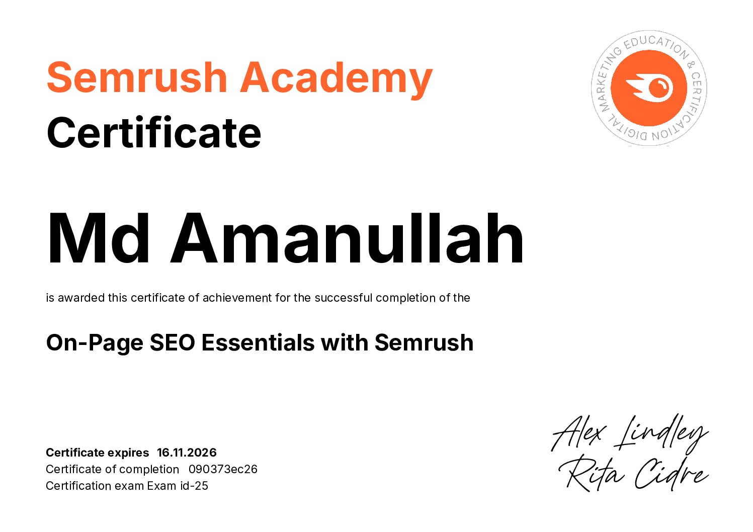 Home Amanullah Oncpage Seo Essential Certificate Pdf
