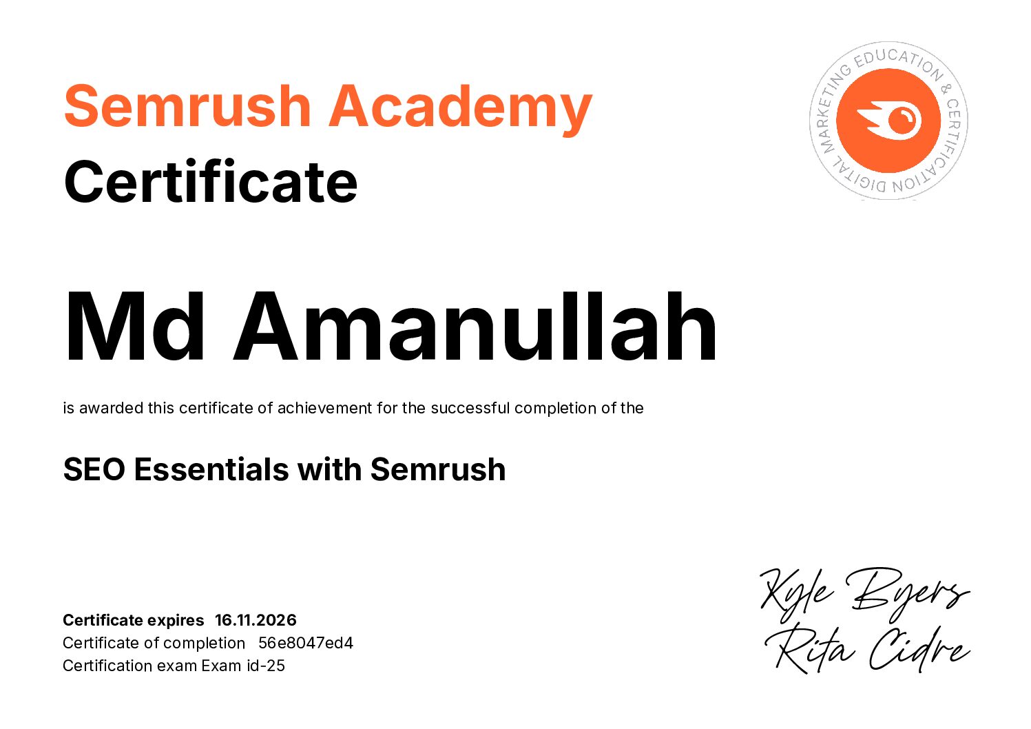 Home Amanullah Seo Essentials Certificate Pdf